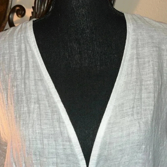 Bellambra Women’s Made in Italy 100% White 100% Linen Kimono Cover Up One Size - Picture 6 of 16